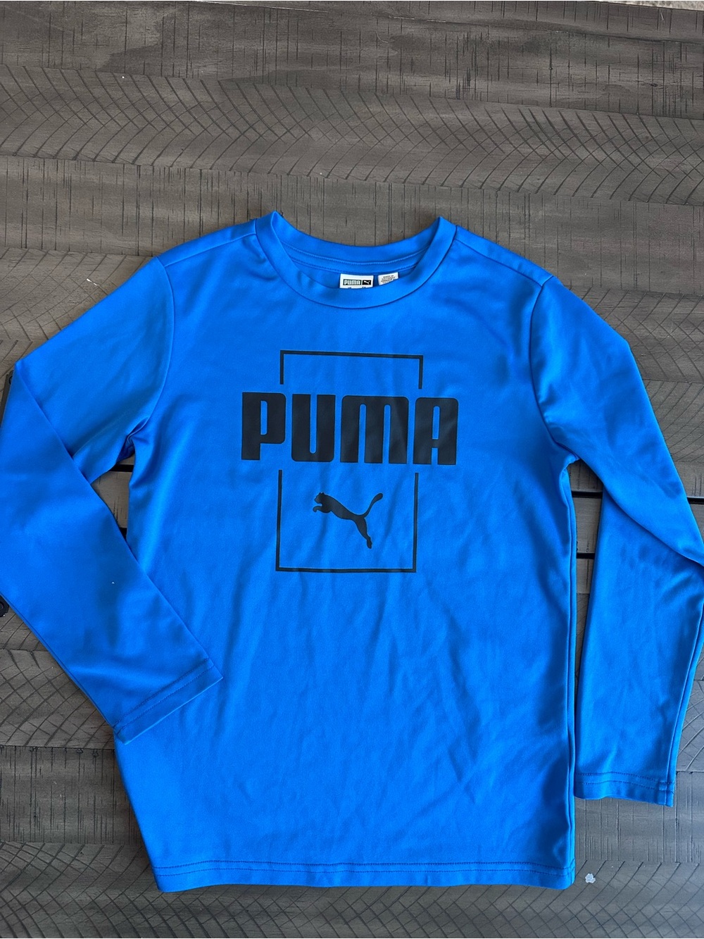 Puma Bright Blue Long Sleeve Tee with Black Logo